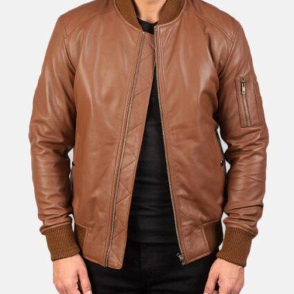 Bomber MA-1 Brown Leather Jacket