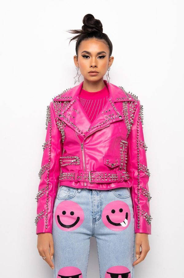 Saraya AEW Dynamite Pink Leather Jacket