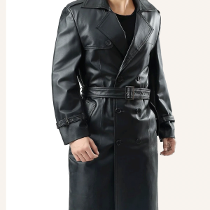 Adam Lambert Double Breasted Black Leather Coat