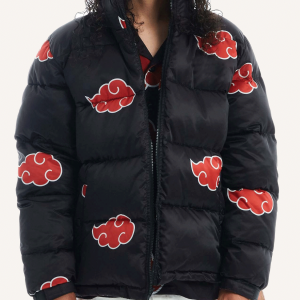 Akatsuki Naruto Puffer Black Jacket