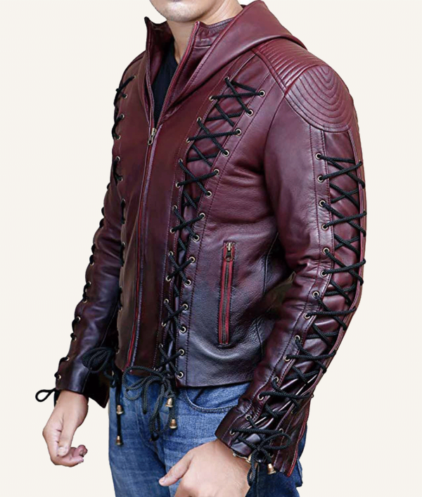 Arrow Arsenal Leather Jacket with Hoodie