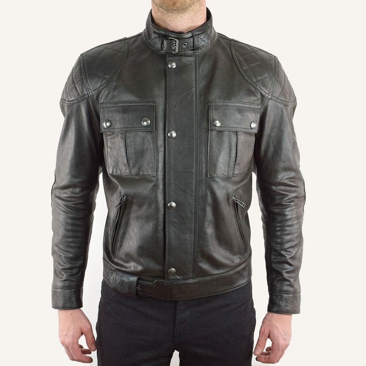 Belstaff Brooklands Mojave Black Leather Jacket - A2 Jackets
