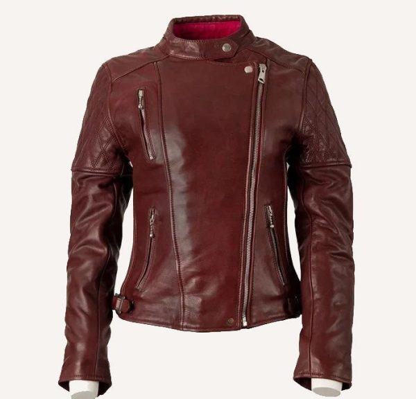 Bobber Womens Burgundy Leather Jacket