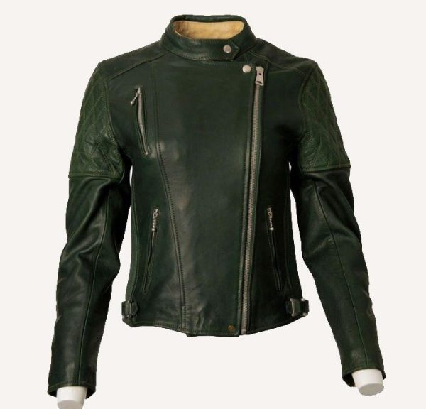 Bobber Womens Racing Green Leather Jacket