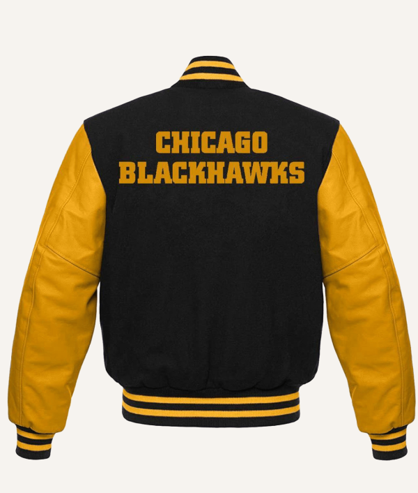 Chicago Blackhawks Black and Yellow Varsity Jacket