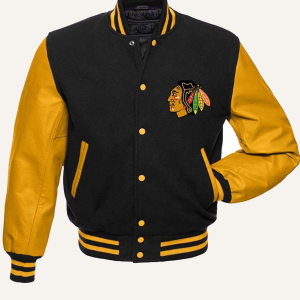 Chicago Blackhawks Yellow and Black Varsity Jacket