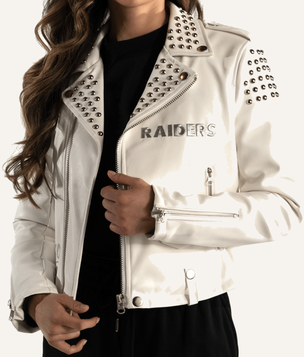 Las Vegas Raiders Faux Leather Studded Bomber Jacket