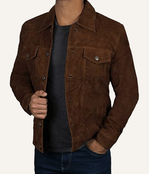 Matthew Fox Suede Brown Leather Jacket