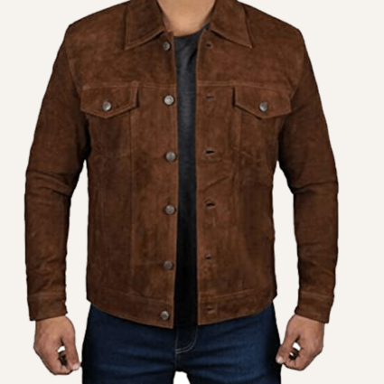 Matthew Fox Suede Leather Brown Jacket