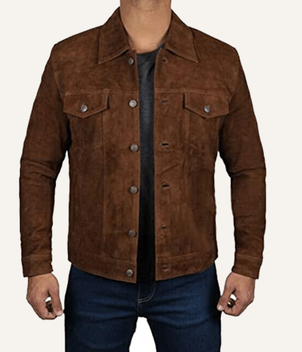 Matthew Fox Suede Leather Brown Jacket
