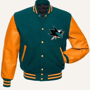 San Jose Sharks Varsity Green and Orange Jacket