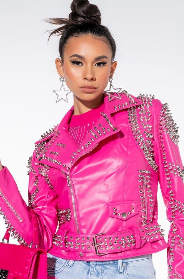 AEW Dynamite Saraya Pink Moto Leather Jacket