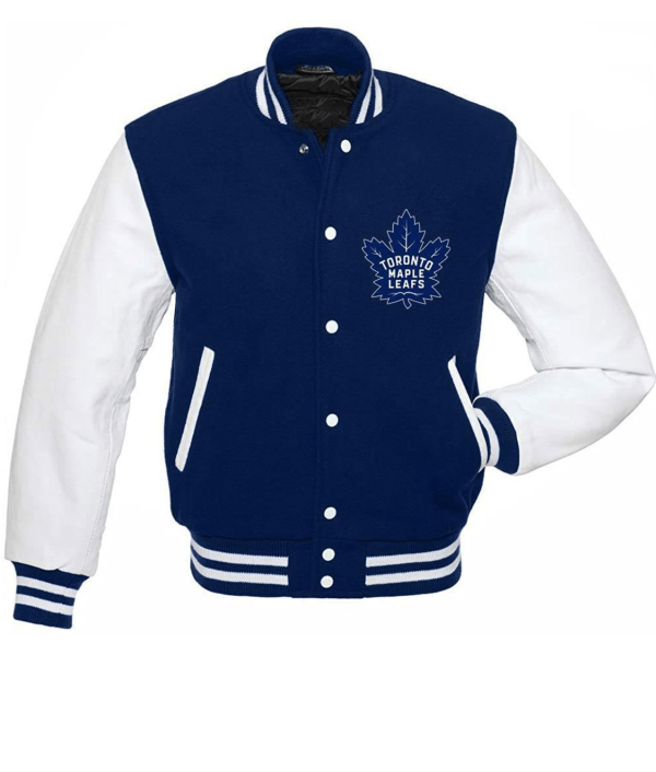 Toronto Maple Leafs Blue and White Varsity Jacket