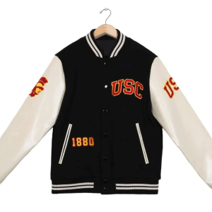 USC Trojans Varsity White and Black Jacket