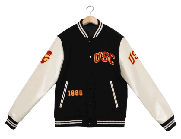 USC Trojans Varsity White and Black Jacket