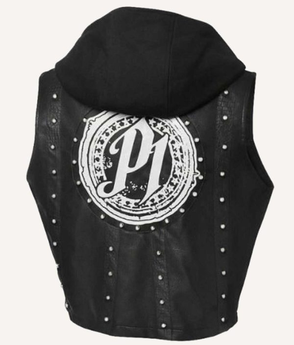 AJ Styles Studded Leather Vest with Hood