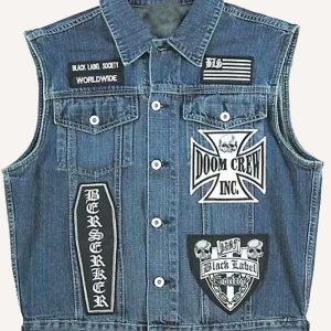 BLS Biker Denim Blue Vest