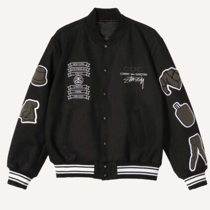 CDG Asap Rocky Stussy Varsity wool Jacket
