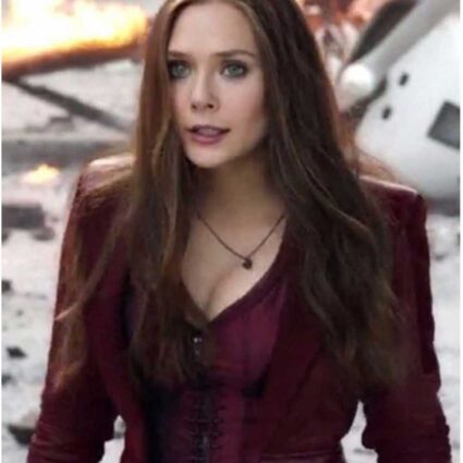 Elizabeth Olsen WandaVision Faux Leather Coat