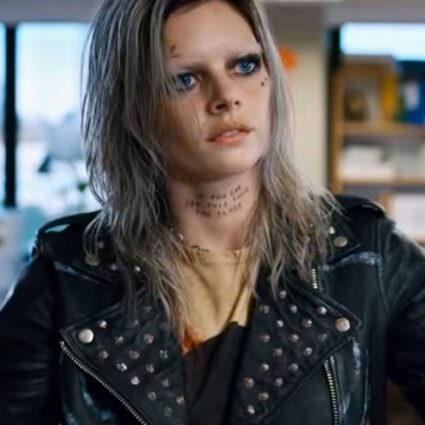 Guns Akimbo Samara Weaving Studded Leather Jacket