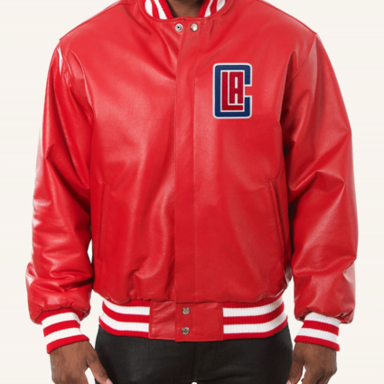 Los Angeles Clippers Varsity Red Leather Jacket