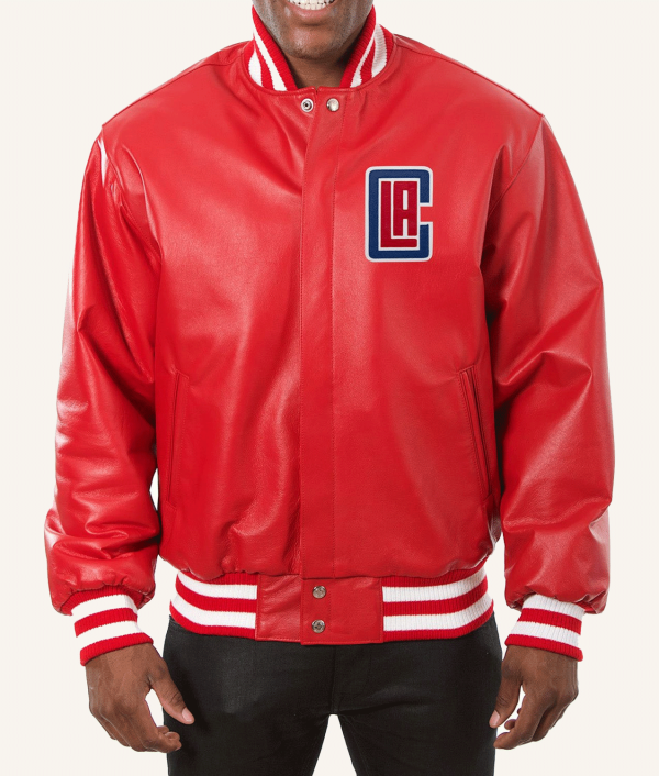 Los Angeles Clippers Varsity Red Leather Jacket