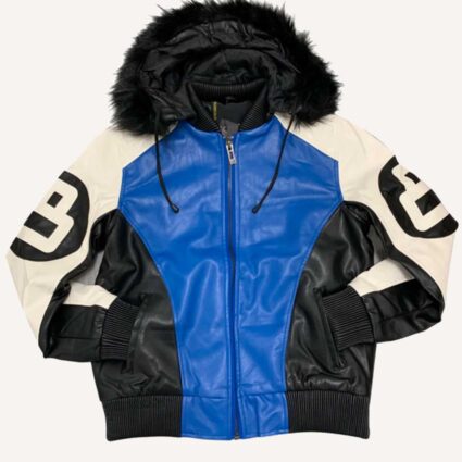 Men’s 8 Ball Black Jacket with Fur Hood