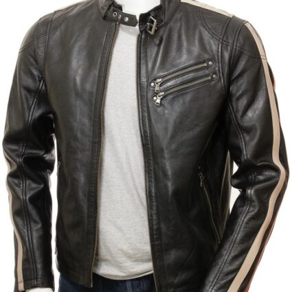 Men's Black Leather Biker Jacket