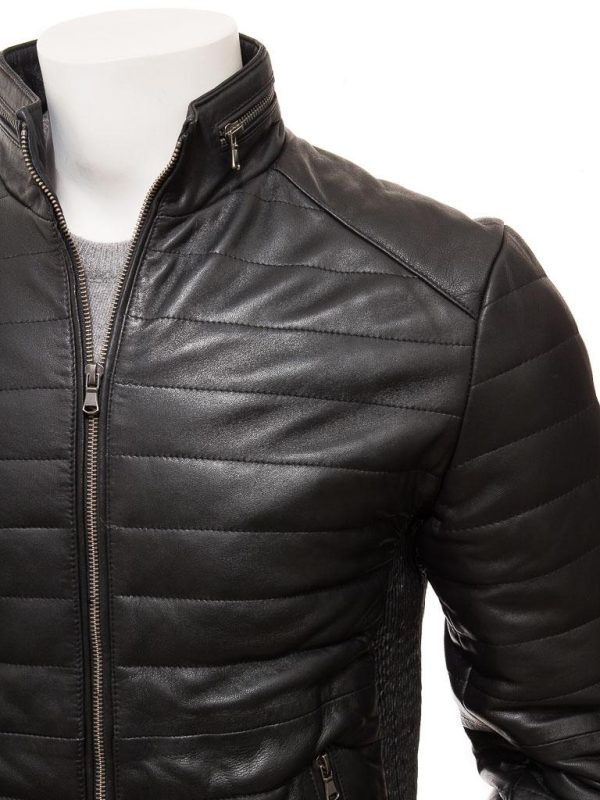 Men's Black Quilted Leather Jacket