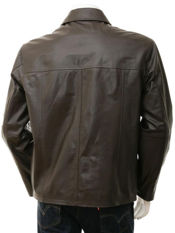 Men's Brown Harrington Leather Zip Jacket