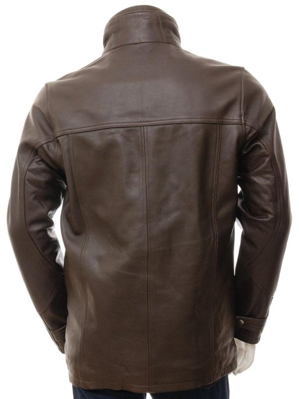 Men's Brown Leather Zip Jacket