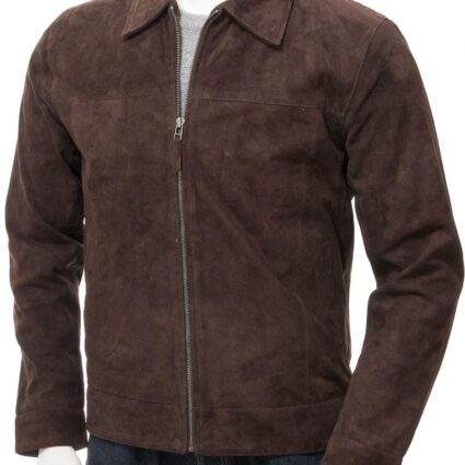 Mens Brown Suede Leather Jacket