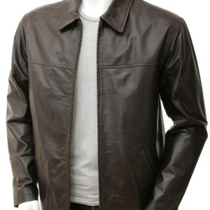 Men's Harrington Leather Brown Jacket