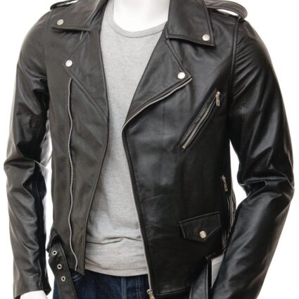 Men's Leather Black Biker Jacket