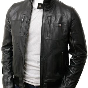 Men's Leather Bomber Black Jacket