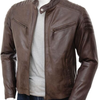Men's Leather Brown Biker Jacket
