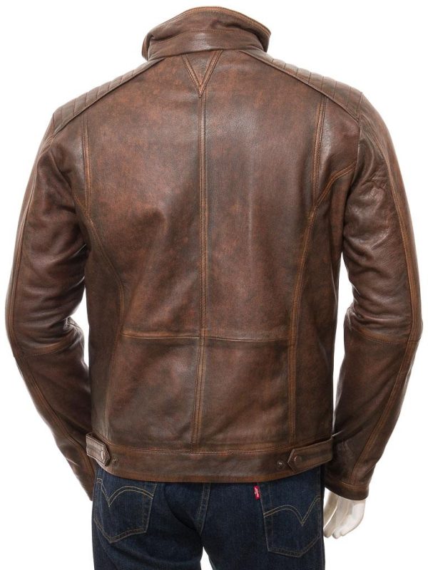 Men's Leather Brown Zip Jacket