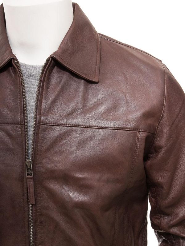 Men's Leather Jacket In Brown