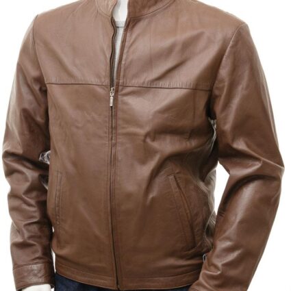 Men's Leather Jacket In Matt Brown