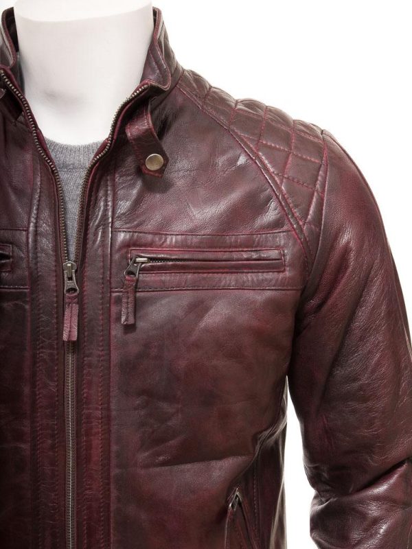 Men's Oxblood Leather Biker Jacket