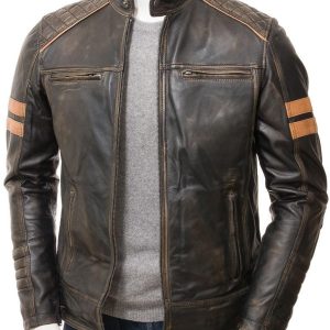 Men's Vintage Racer Leather Biker Jacket