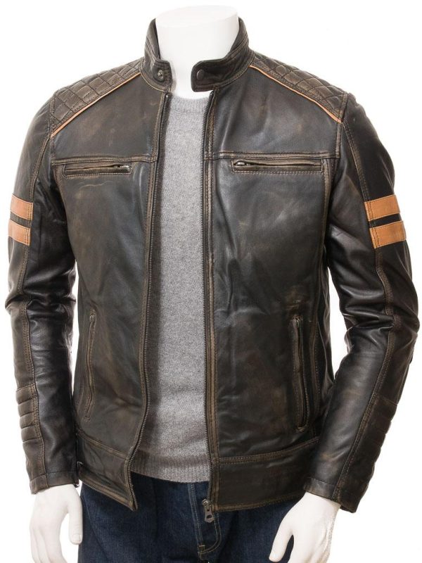 Men's Vintage Racer Leather Biker Jacket