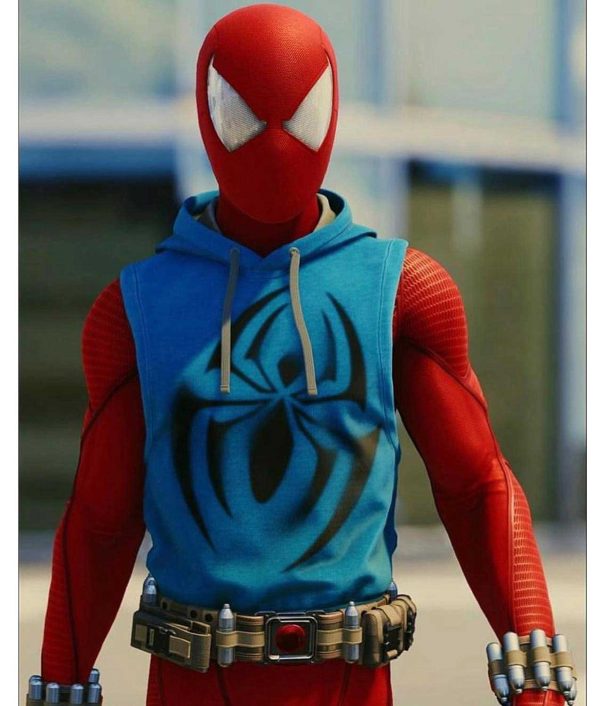 Scarlet Spiderman Blue Vest Hoodie