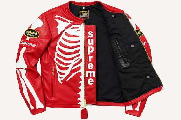 Supreme Vanson Red Leather Bones Jacket