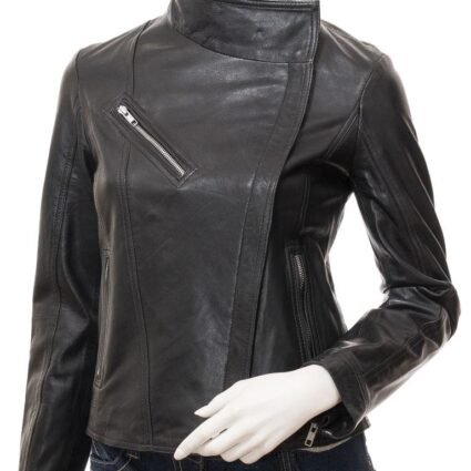 Women's Black Leather Biker Jacket