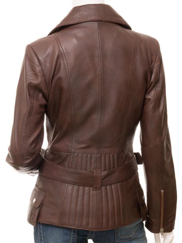 Women's Brown Leather Leather Jacket Simi