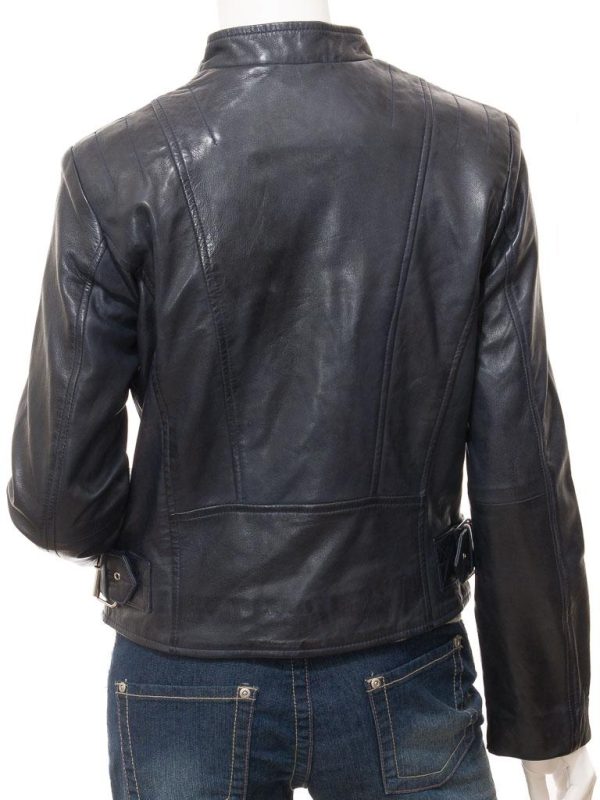 Women's Leather Biker Black Jacket