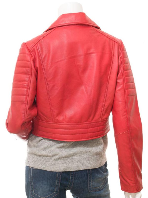 Women's Leather Biker Red Jacket