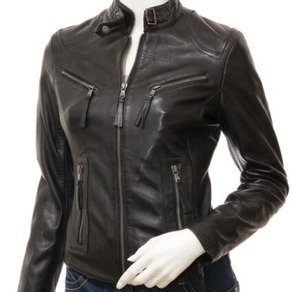 Women's Leather Black Biker Jacket