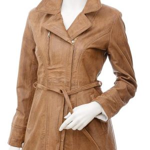 Womens Leather Jacket In Tan